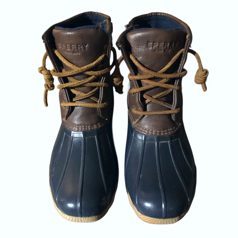 Sperry Kids Blue/ Brown Saltwater Duck Boots Sz 2
